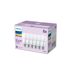 Flerpack 6x Philips Lampa LED E27 Päron Matt 13W 1521lm - 827 Extra Varm Vit