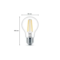 Flerpack 2x Philips Lampa LED E27 Päron Filament Klar 7W 850lm - 840 Kallvit