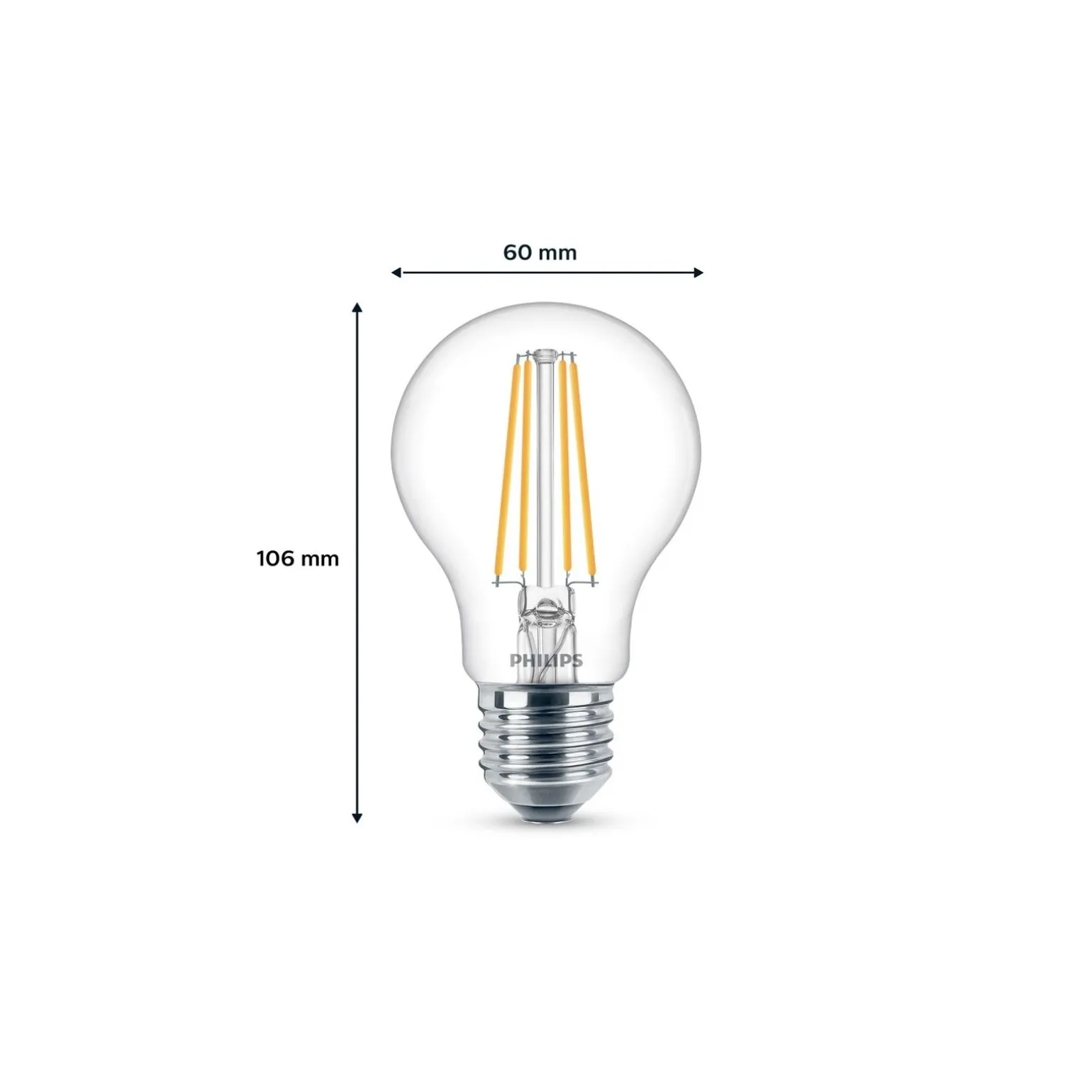 Flerpack 2x Philips Lampa LED E27 Päron Filament Klar 7W 850lm - 840 Kallvit