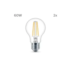 Flerpack 2x Philips Lampa LED E27 Päron Filament Klar 7W 850lm - 840 Kallvit
