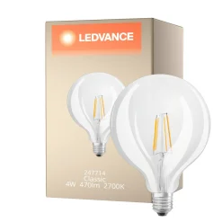 Ledvance Classic LED E27 Globe Filament Klar 4W 470lm - 827 Extra Varm Vit | Ersättare 40W