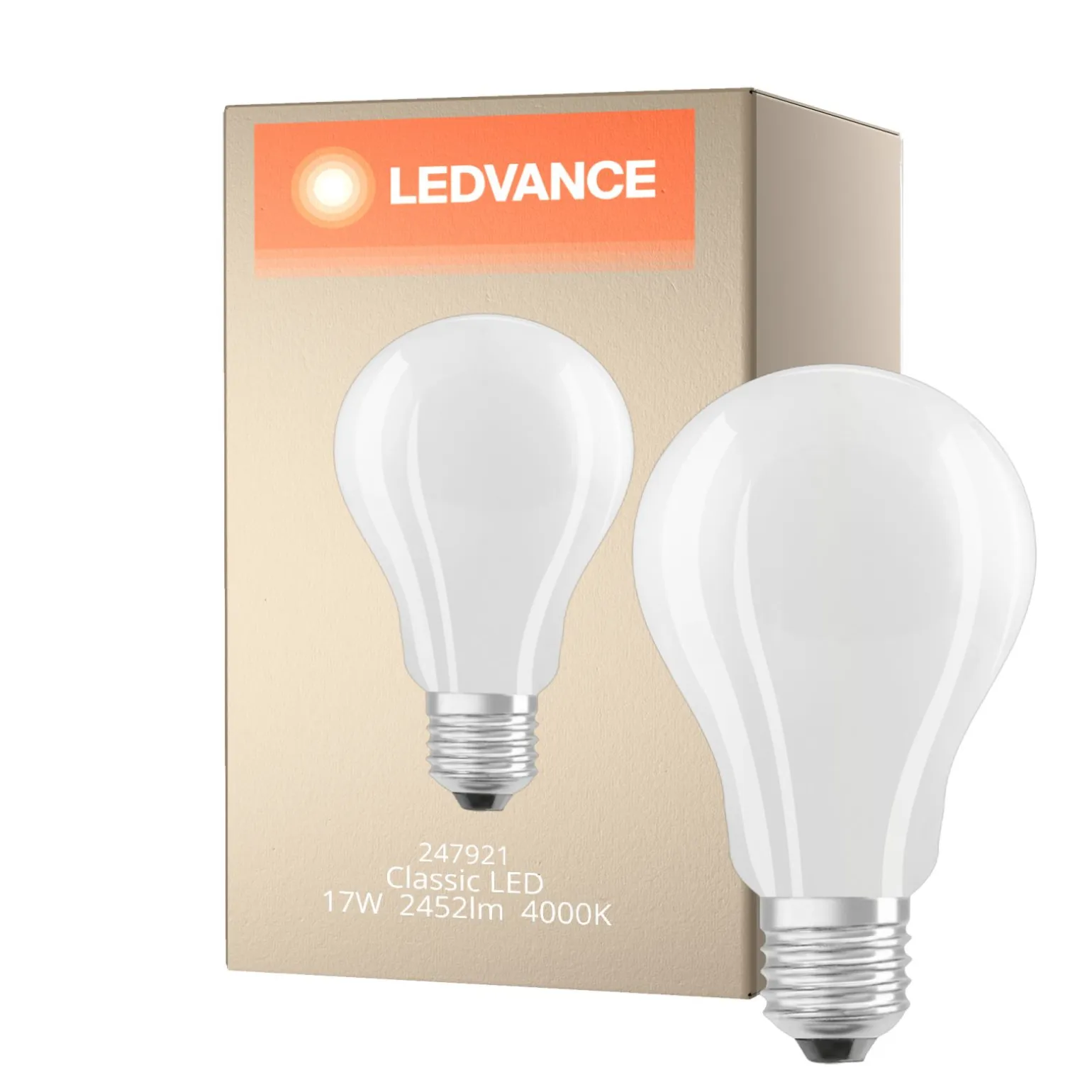 Ledvance Classic LED E27 Päron Filament Matt 17W 2452lm - 840 Kallvit | Ersättare 150W