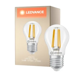 Ledvance Classic LED E27 Päron Filament Klar 3.4W 470lm - 827 Extra Varm Vit | Dimbar - Ersättare 40W