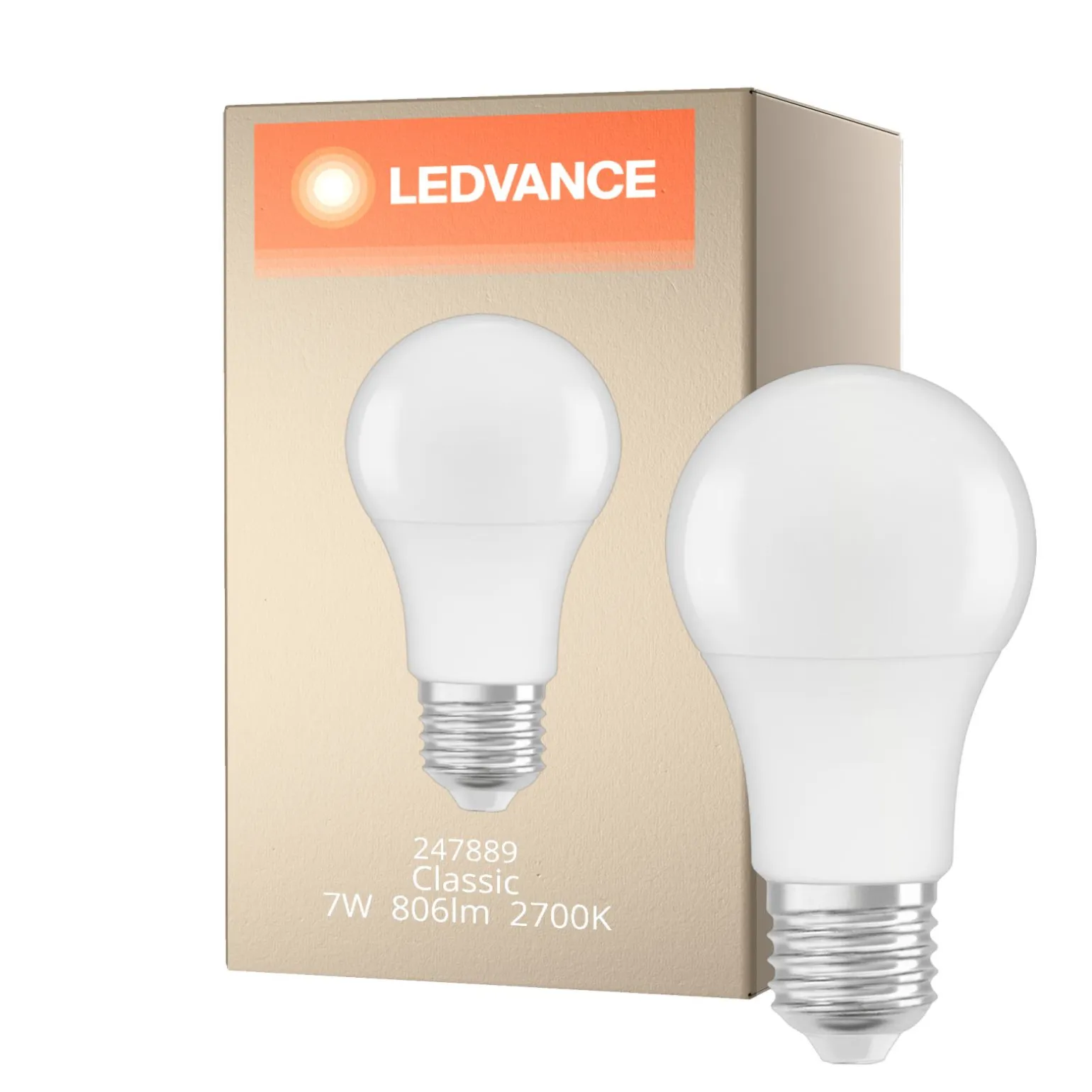 Ledvance Classic LED E27 Päron Matt 7W 806lm - 827 Extra Varm Vit | Ersättare 60W