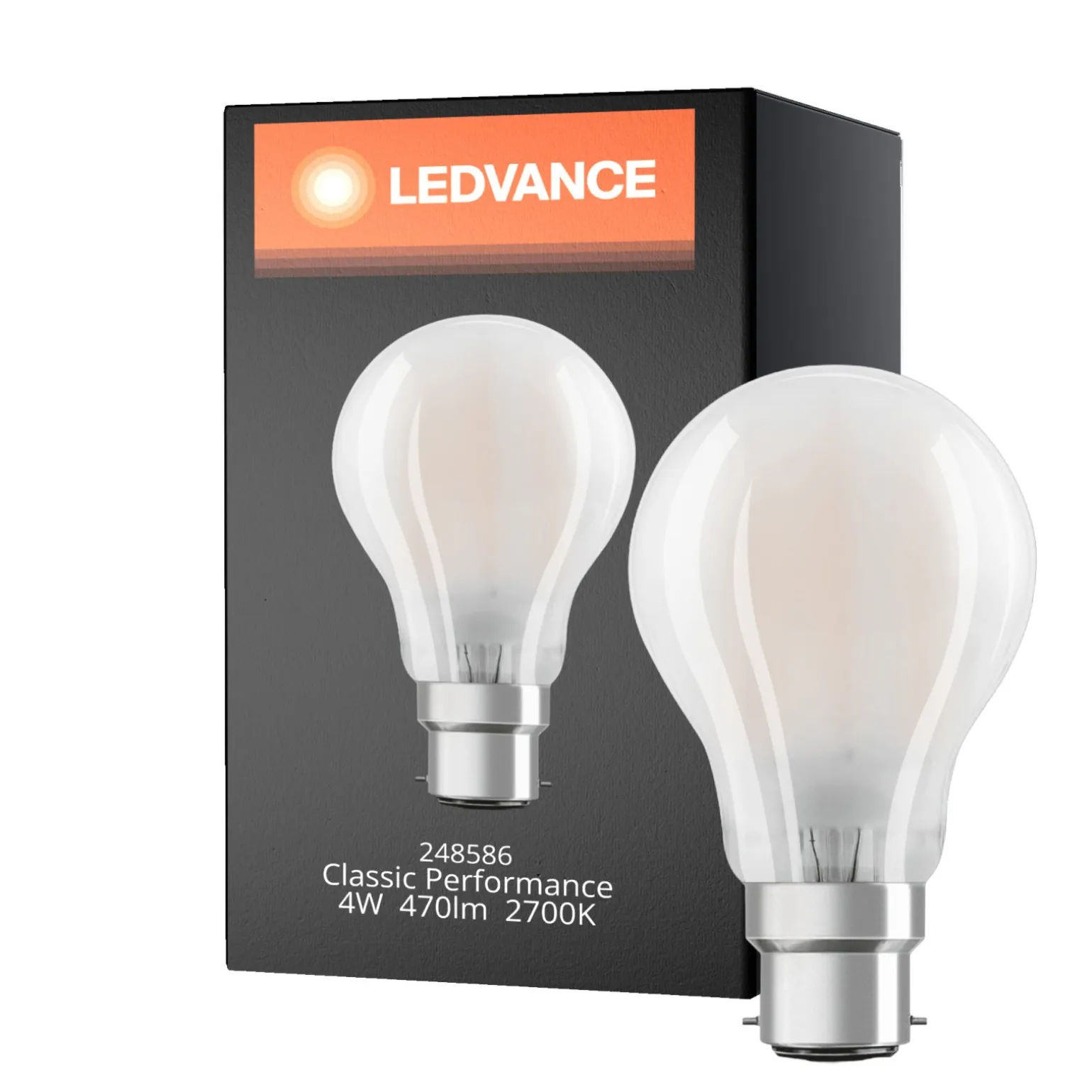 Ledvance Classic Performance LED Lampa B22d Päron Filament Matt 4W 470lm - 827 Extra Varm Vit | Ersättare 40W