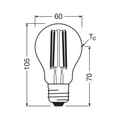 Ledvance Classic Superior LED Lampa E27 Päron Filament Klar 3.8W 806lm - 840 Kallvit | Ersättare 60W