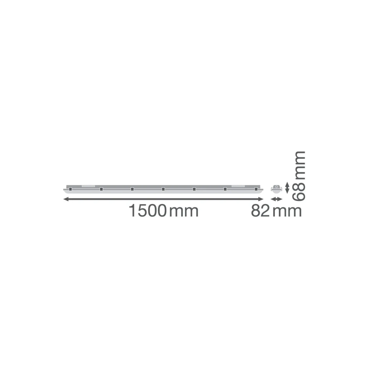 Ledvance LED Allmänbruksarmatur Vattentät Fukttät 46W 6400lm - 840 Kallvit | 150cm