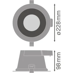Ledvance LED Downlight Comfort DN205 20W 60D - 3-Colour Light Växla | 228mm - IP54