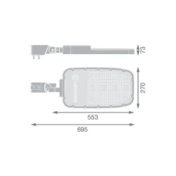 Ledvance LED Gatubelysning Area Extra Large RV35ST Aluminium Grå 150W 20250lm 155X69D - 765 Dagsljus | IP66 - Asymmetrisk