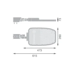 Ledvance LED Gatubelysning Area Large RV35ST Aluminium Grå 120W 15600lm 155X69D - 730 Varm Vit | IP66 - Asymmetrisk