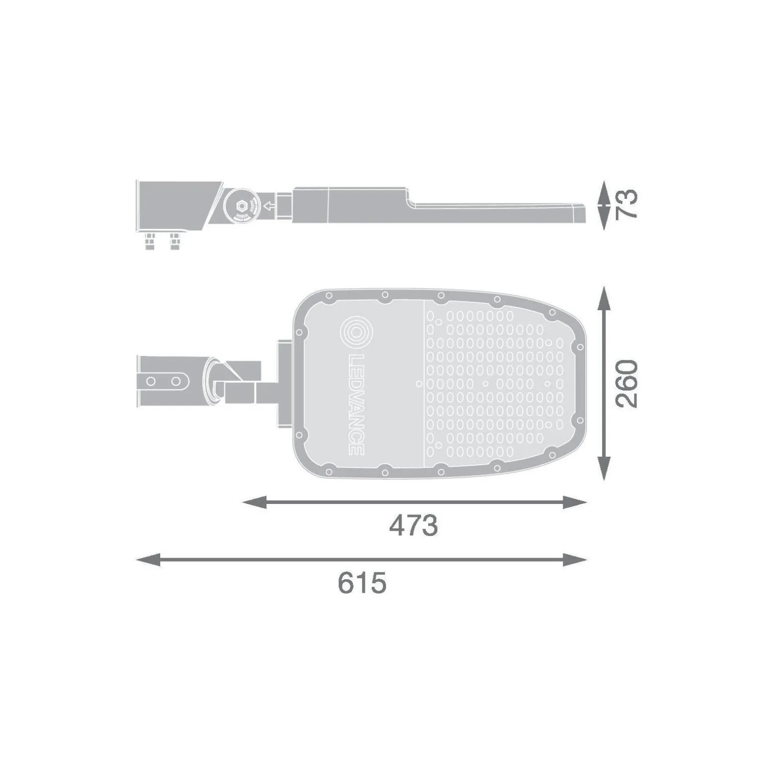 Ledvance LED Gatubelysning Area Large RV35ST Aluminium Grå 90W 11700lm 155X69D - 730 Varm Vit | IP66 - Asymmetrisk
