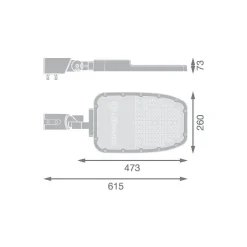 Ledvance LED Gatubelysning Area Large RV35ST Aluminium Grå 90W 12150lm 155X69D - 740 Kallvit | IP66 - Asymmetrisk