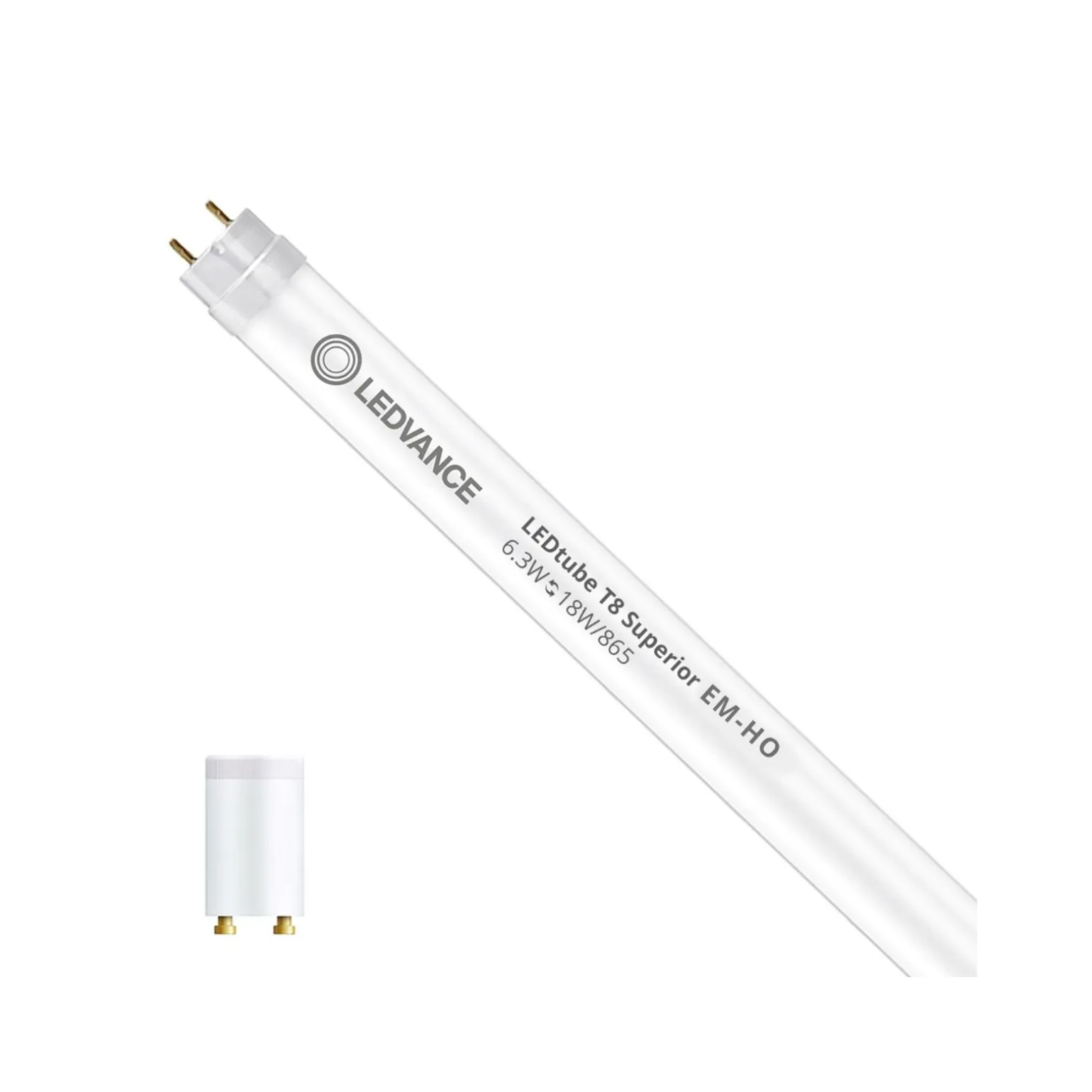Ledvance LED Rör T8 Superior (EM/Mains) High Output 6.3W 1100lm - 865 Dagsljus | 60cm - Ersättare 18W