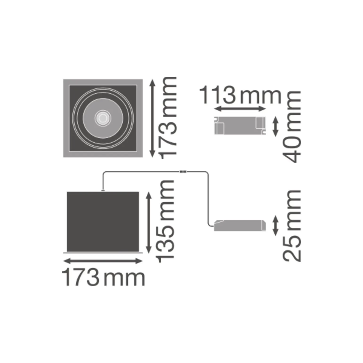 Ledvance LED Spot Fyrkant Lutningsbar Svart-Vit 30W 2700lm 36D - 830 Varm Vit | Utskärning 164mm