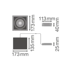 Ledvance LED Spot Fyrkant Multi Lutningsbar Svart-Vit 30W 2700lm 38D - 840 Kallvit | Utskärning 164mm
