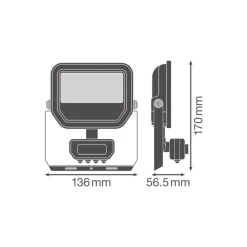 Ledvance LED Strålkastare Aluminium Vit 8W 1100lm 100D - 830 Varm Vit | IP65 - Rörelse- Och Ljussensor - Symmetrisk
