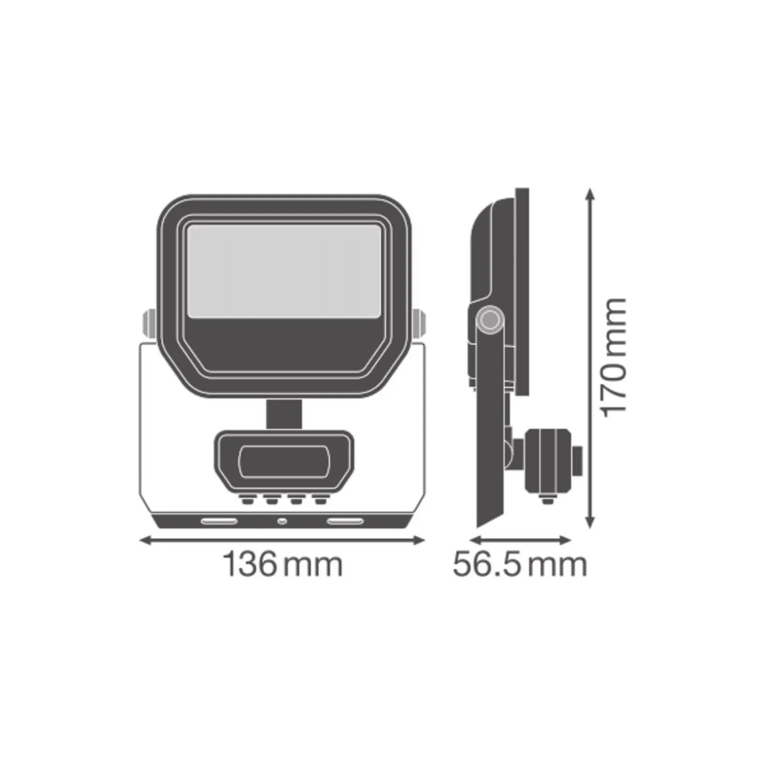 Ledvance LED Strålkastare Aluminium Vit 8W 1100lm 100D - 830 Varm Vit | IP65 - Rörelse- Och Ljussensor - Symmetrisk