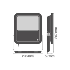 Ledvance LED Strålkastare Aluminium Svart 69W 10000lm 100D - 840 Kallvit | IP66 - Ljussensor - Symmetrisk