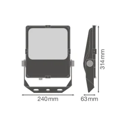 Ledvance LED Strålkastare Performance Svart 50W 6300lm 55x110D - 840 Kallvit | IP66 - Asymmetrisk