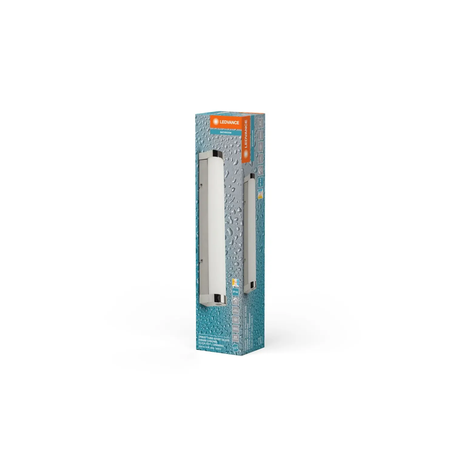 Ledvance LED Vägglampa Badrumsbelysning Orbis Rör Frost Krom 9W 900lm - 830-840 CCT | IP44 - Touchdimmerbar