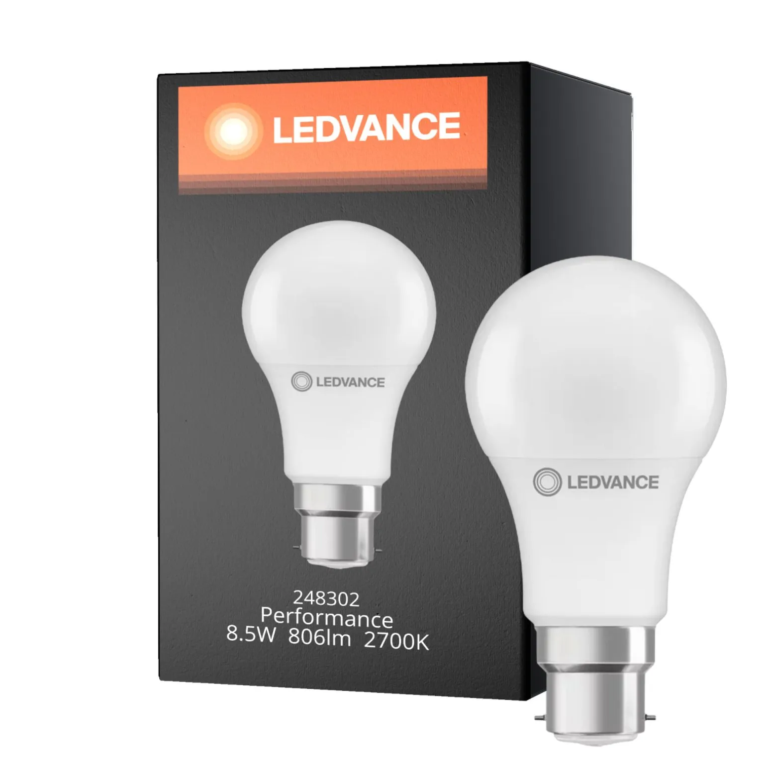Ledvance Performance LED Lampa B22d Päron Matt 8.5W 806lm - 827 Extra Varm Vit | Ersättare 60W