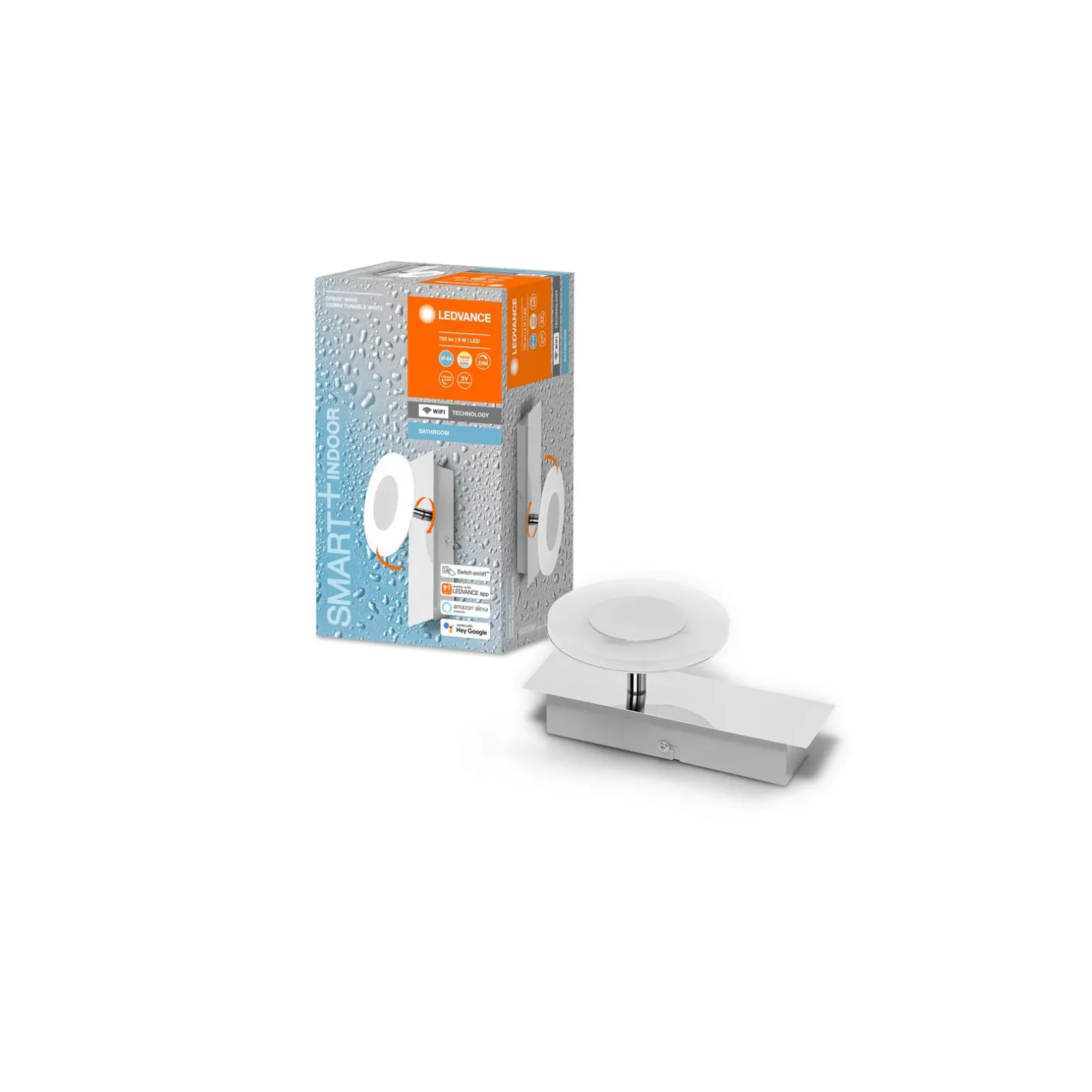 Ledvance Smart+ Wifi LED Vägglampa Badrumsbelysning Silver 8W 400lm - 830-865 Justerbar Vit | IP44