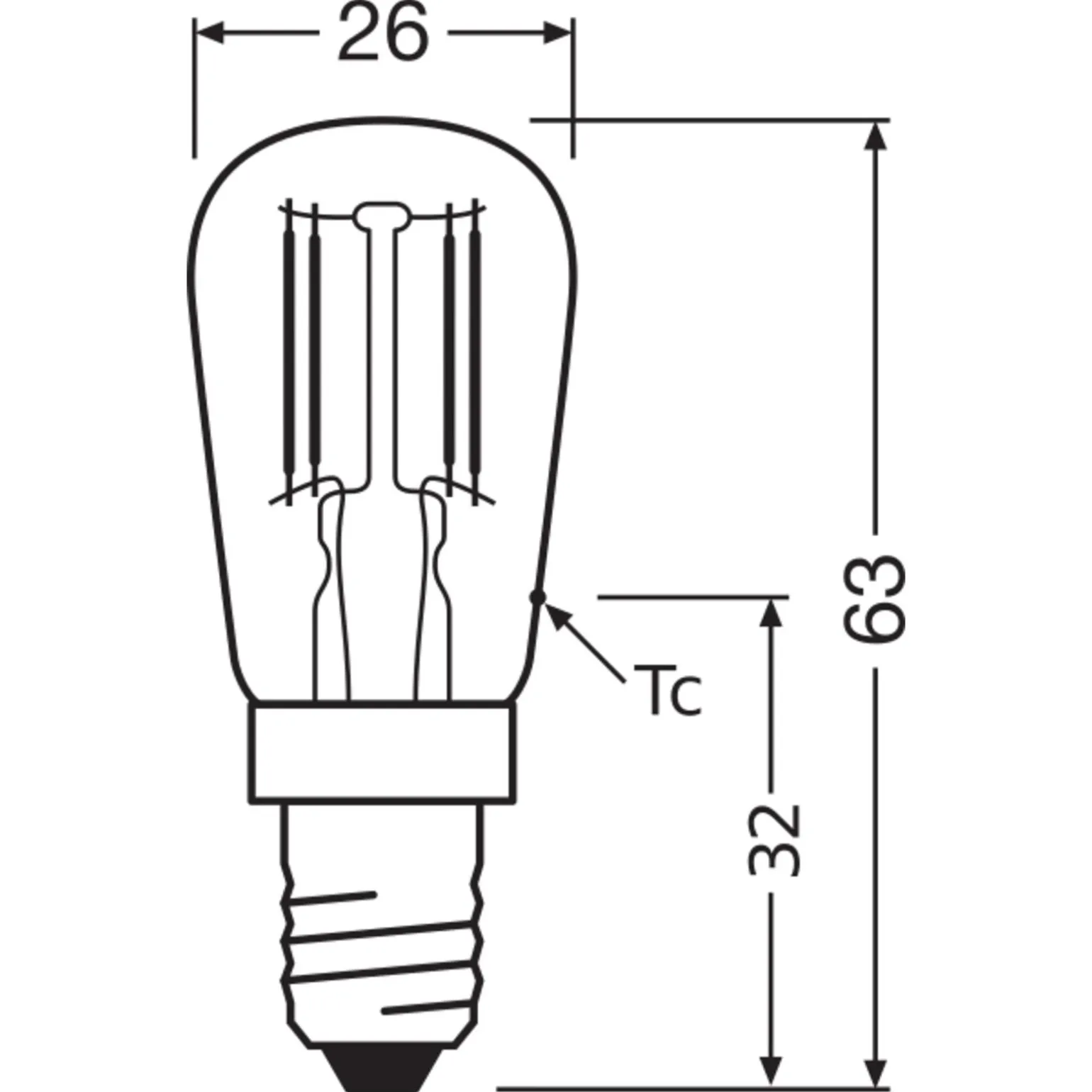 Ledvance Special LED E14 Rör one-handed Filament Klar 2.8W 250lm - 865 Dagsljus | Ersättare 25W