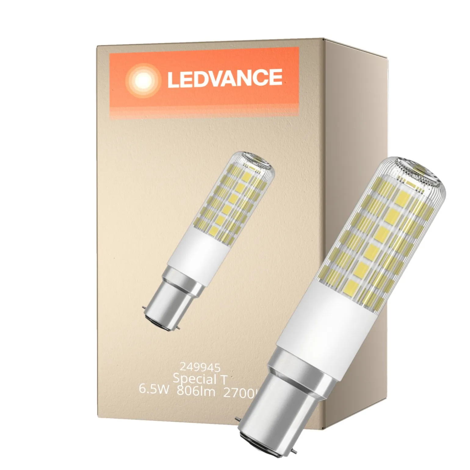 Ledvance Special T Slim LED B15d Rör one-handed Klar 6.5W 806lm - 827 Extra Varm Vit | Ersättare 60W