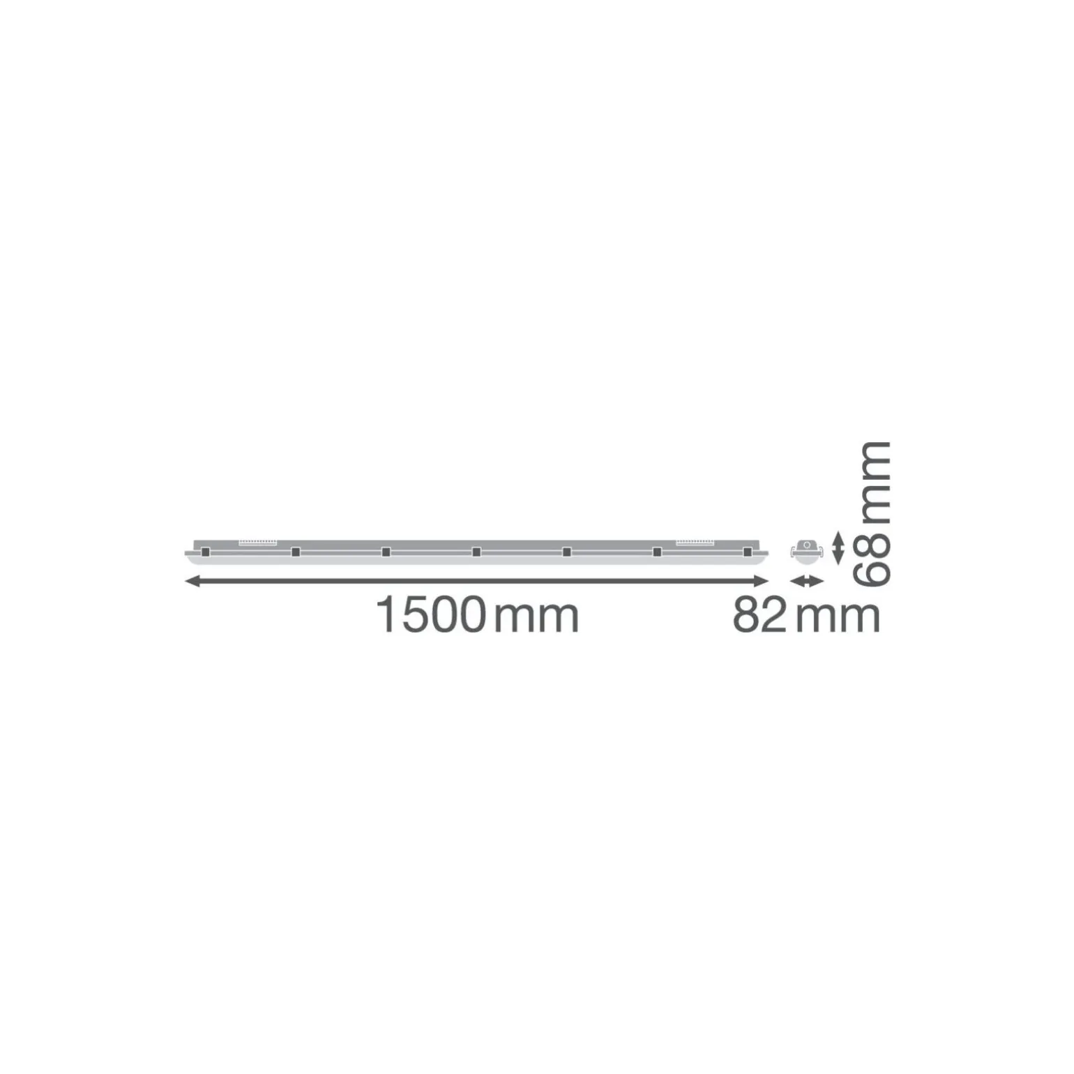 Ledvance Vattentät Allmänbruksarmatur Fukttät High Efficiency PC 39.3W 6400lm - 840 Kallvit | 150cm -Ersättare 2x58W
