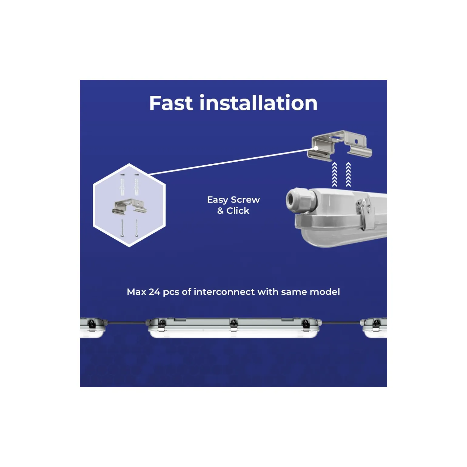 Noxion LED Allmänbruksarmatur Vattentät Poseidon V3.0 10-18W 1300-2520lm - 830-865 CCT | 60cm - Kabelgenomföring (5x2.5mm2)