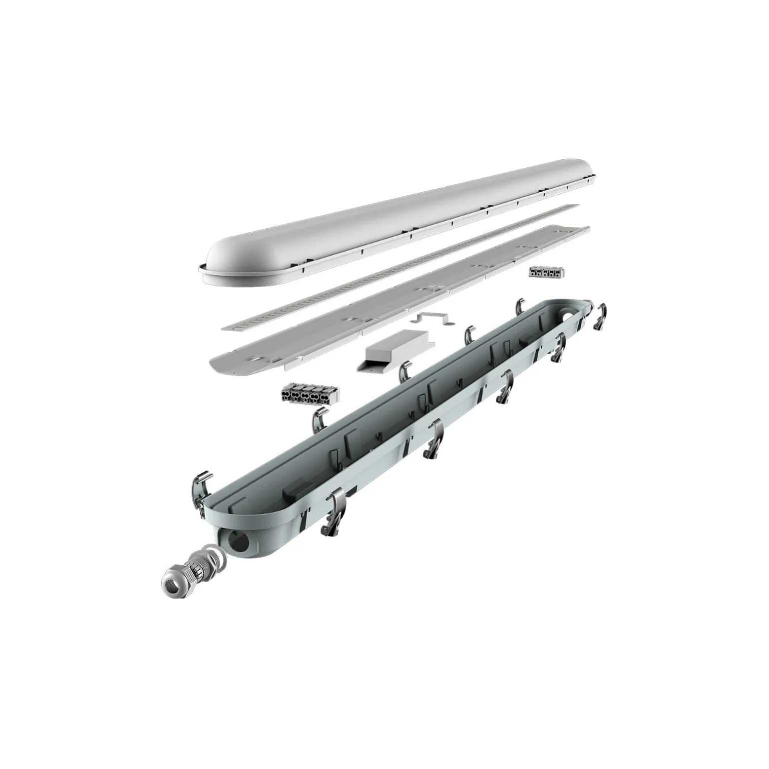 Noxion LED Allmänbruksarmatur Vattentät Poseidon V3.0 19-33W 2340/4200lm - 830-865 CCT | 120cm - Kabelgenomföring (5x2.5mm2) - 3 Timmar Nödbelysning