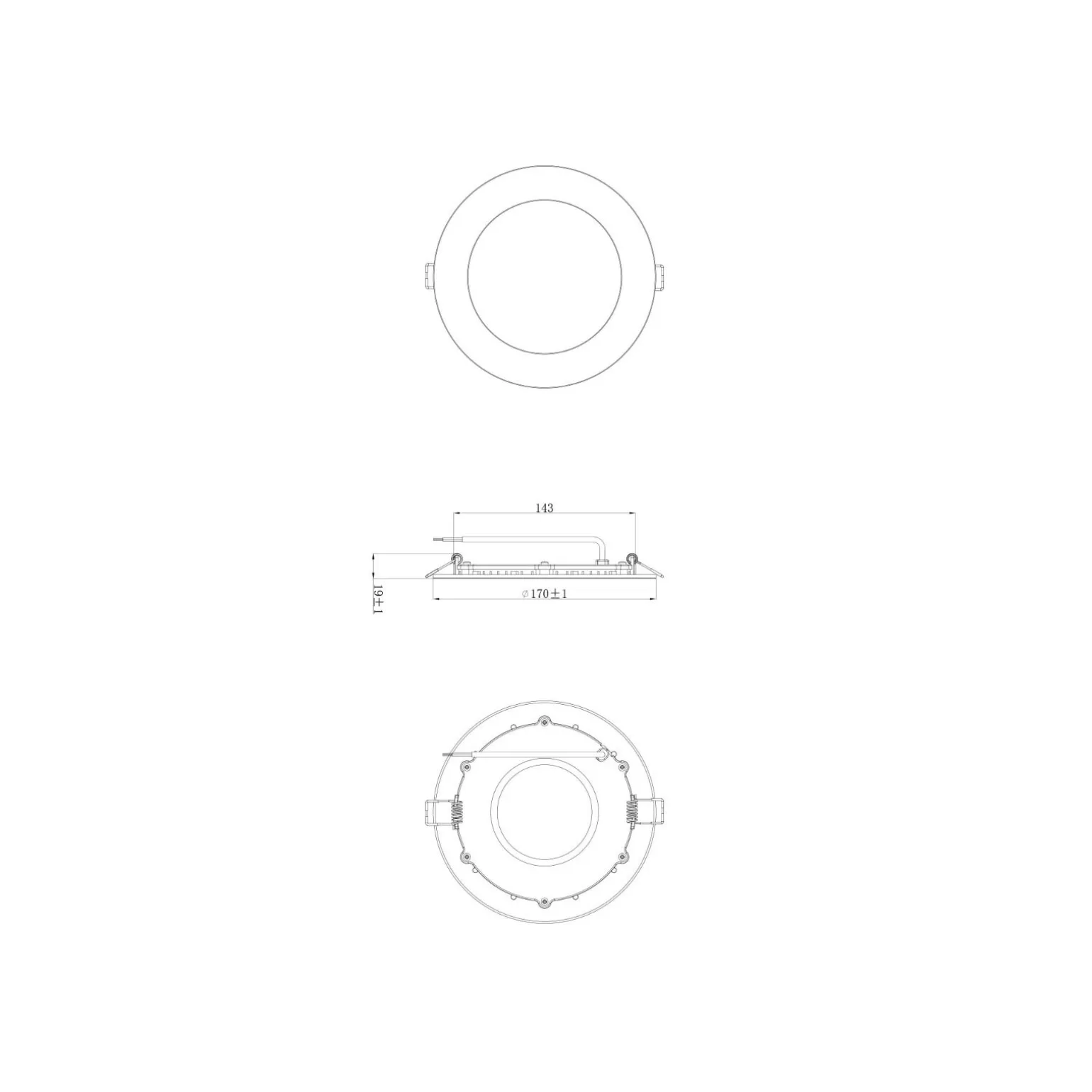 Noxion LED Downlight Slim V2.0 12W 1200lm 120D - 830 Varm Vit | 170mm - Utskärning 150mm - IP44 - Dali Dimbar