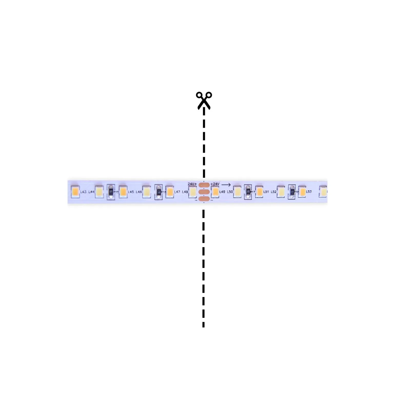 Noxion Led-Ljusslingor Naga 5 Meter 24V - 120LEDs/m - 9.6W/m - 930-965 Justerbar Vit | 8mm - IP20 - Bästa Färgåtergivning - SMD2835