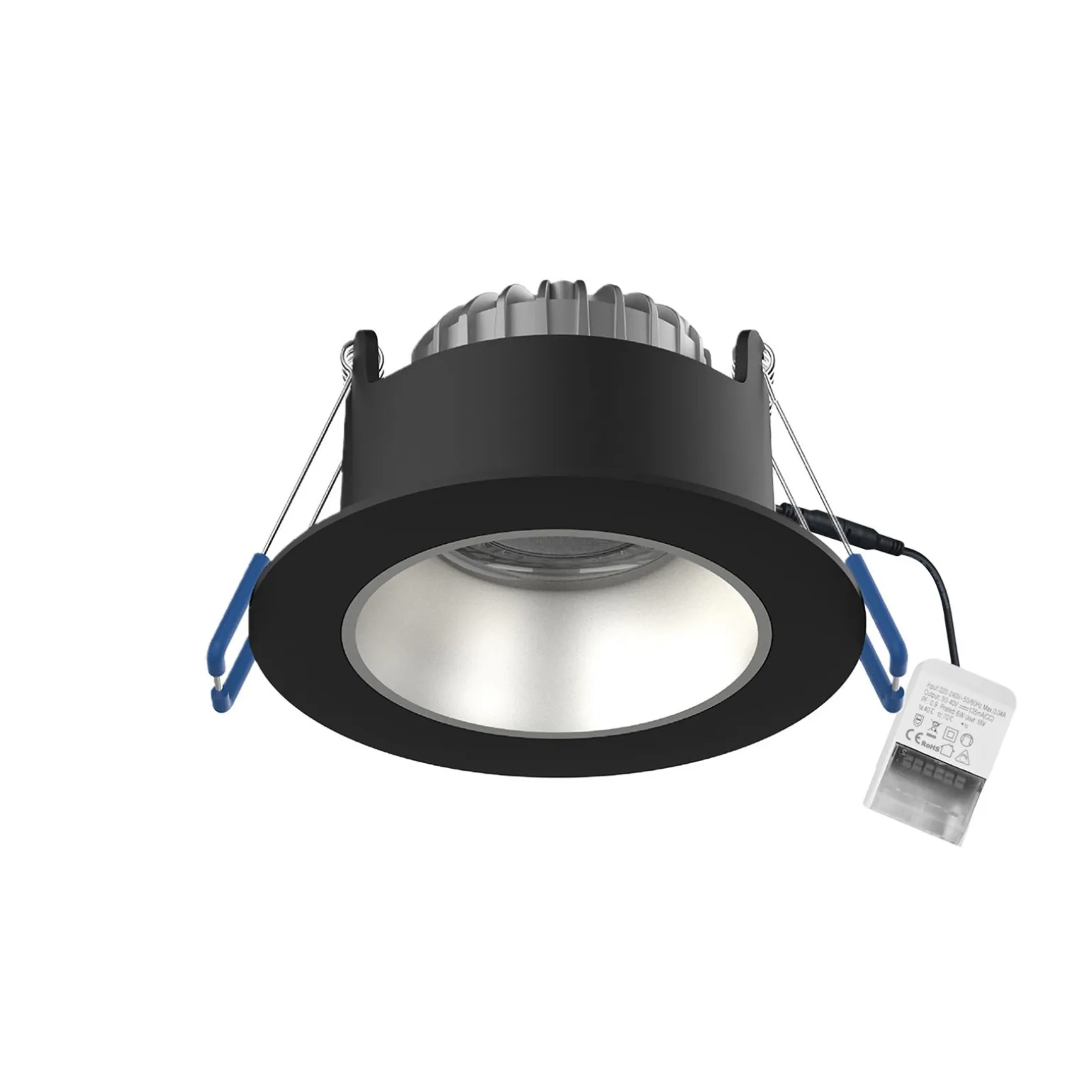Noxion LED Spot Ares Djup ring Svart 6W 540lm 927-940 3CCT - med Inre Ring Silver | Utskärning 68mm