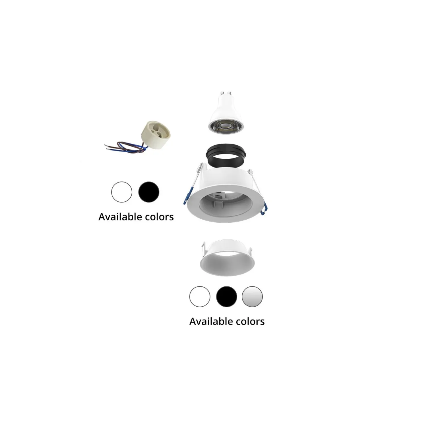 Noxion LED Spot Ares Djup ring Svart - med Inre Ring Svart | Utskärning 68mm - incl. GU10 Fitting