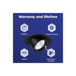 Noxion LED Spot Forza V2 Aluminium Svart 36W 4100lm 36D - 930-940-957 CCT | 160mm - Utskärning 145mm - Bästa Färgåtergivning