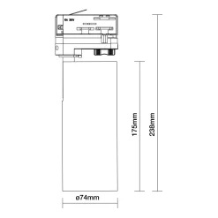 Noxion LED Spårbelysning 3-Fas Ecowhite Aluminium Svart 20W 1970lm 36D - 830 Varm Vit | UGR <19