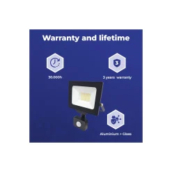 Noxion LED Strålkastare Beamy G3.1 Svart 30W 3300lm 110D - 830 Varm Vit | IP44 - Rörelse- och Ljussensor - Symmetrisk