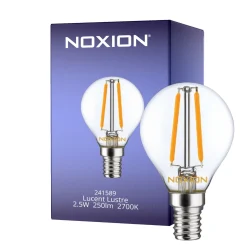 Noxion Lucent Lustre LED E14 boll Filament Klar 2.5W 250lm – Dimbar - Ersättare 25W