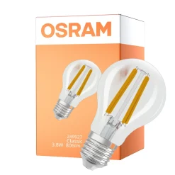 Osram Classic LED E27 Päron Filament Klar 3.8W 806lm - 840 Kallvit | Dimbar - Ersättare 60W