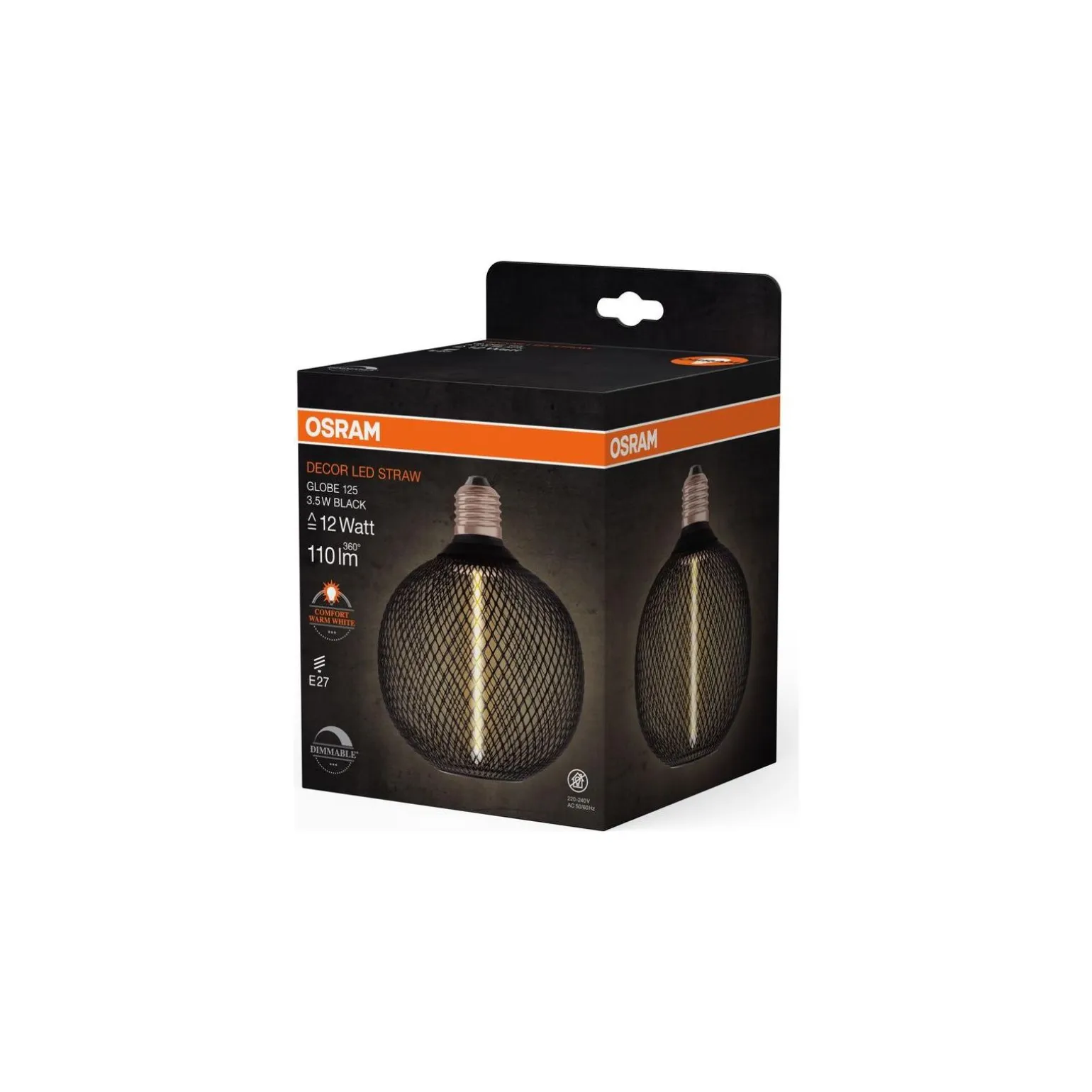 Osram Decor Straw E27 Tubular Filament Klar 3.5W 110lm - 818 Extra Varm Vit | Dimbar - Ersättare 15W