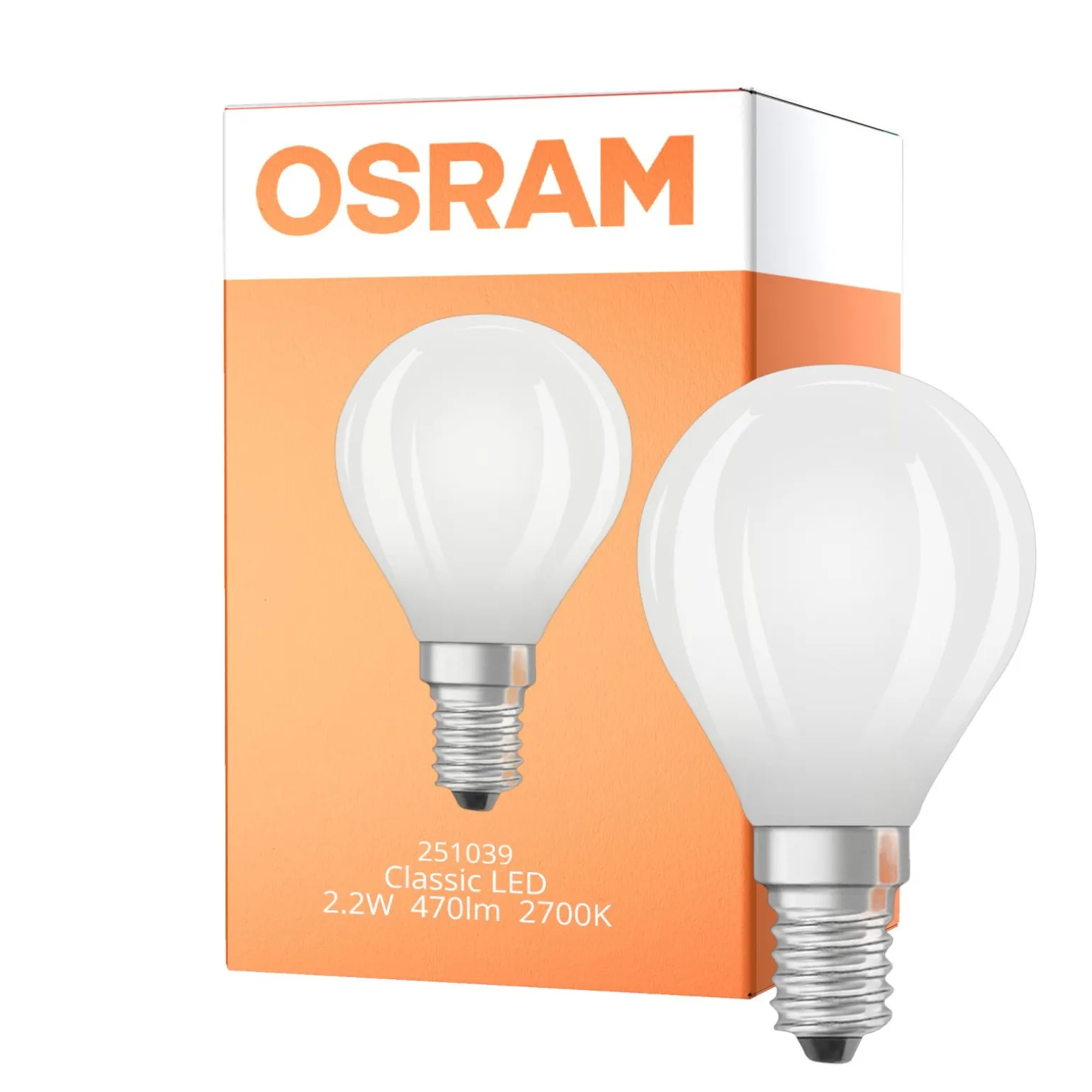 Osram LED Classic LED E14 Päron Filament Matt 2.2W 470lm - 827 Extra Varm Vit | Ersättare 40W