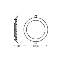 Osram LED Downlight Recess Slim Vit 22W 2000lm 110D - 830 Varm Vit | Utskärning 200mm - IP20