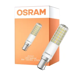 Osram Special T Slim LED B15d Klar 8W 1055lm - 827 Extra Varm Vit | Dimbar - Ersättare 75W