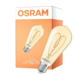 Osram Vintage 1906 LED E27 Edison Filament Guld 4.9W 470lm - 922 Extra Varm Vit | Bästa Färgåtergivning - Dimbar - Ersättare 40W