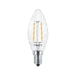 Philips Corepro LED Kronljus E14 Vriden Kronljus Filament Klar 2W 250lm - 827 Extra Varm Vit | Ersättare 25W