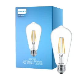 Philips Corepro LED Lampa E27 Edison Filament Klar 7W 806lm - 827 Extra Varm Vit | Ersättare 60W