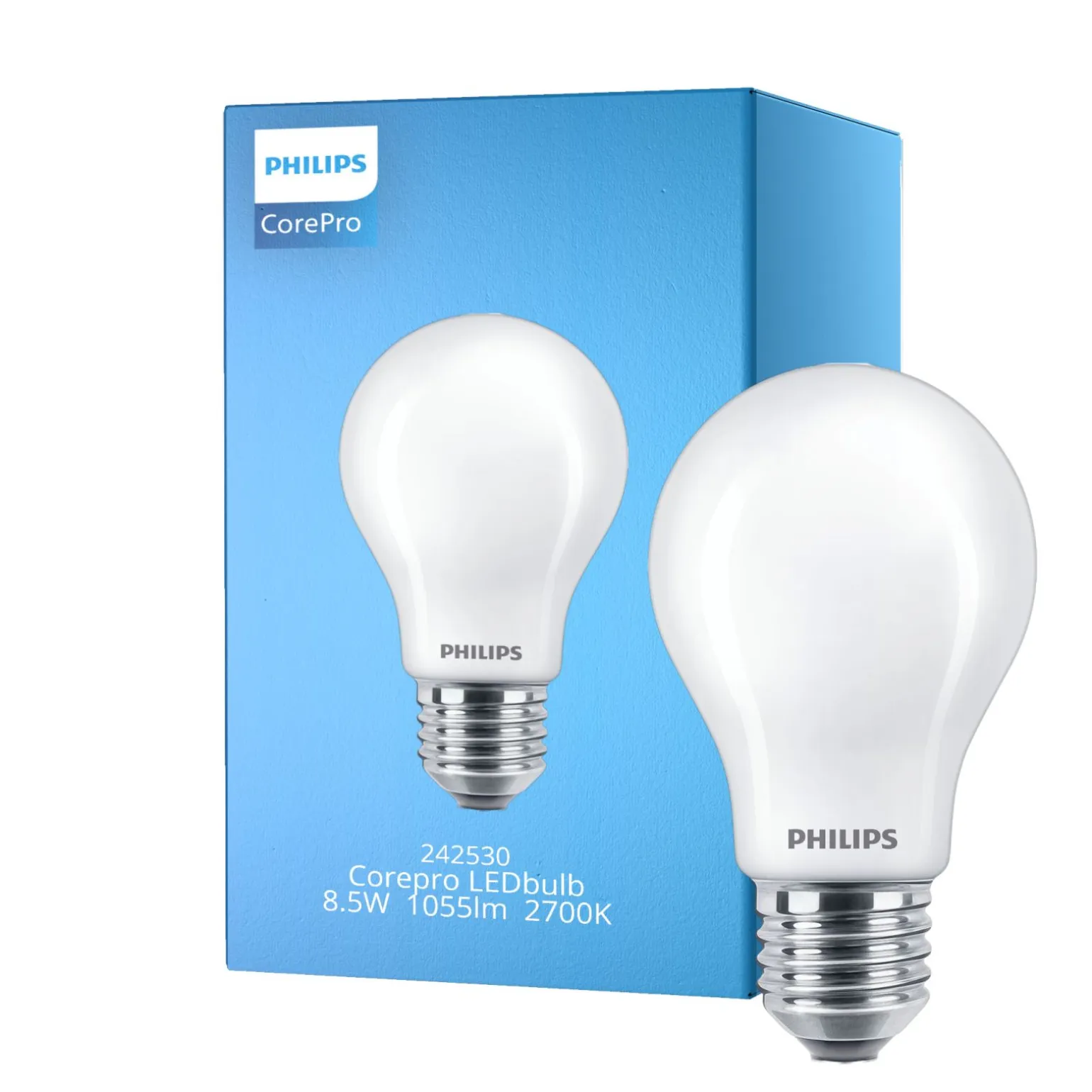 Philips Corepro LED Lampa E27 Päron Matt 8.5W 1055lm - 827 Extra Varm Vit | Ersättare 75W