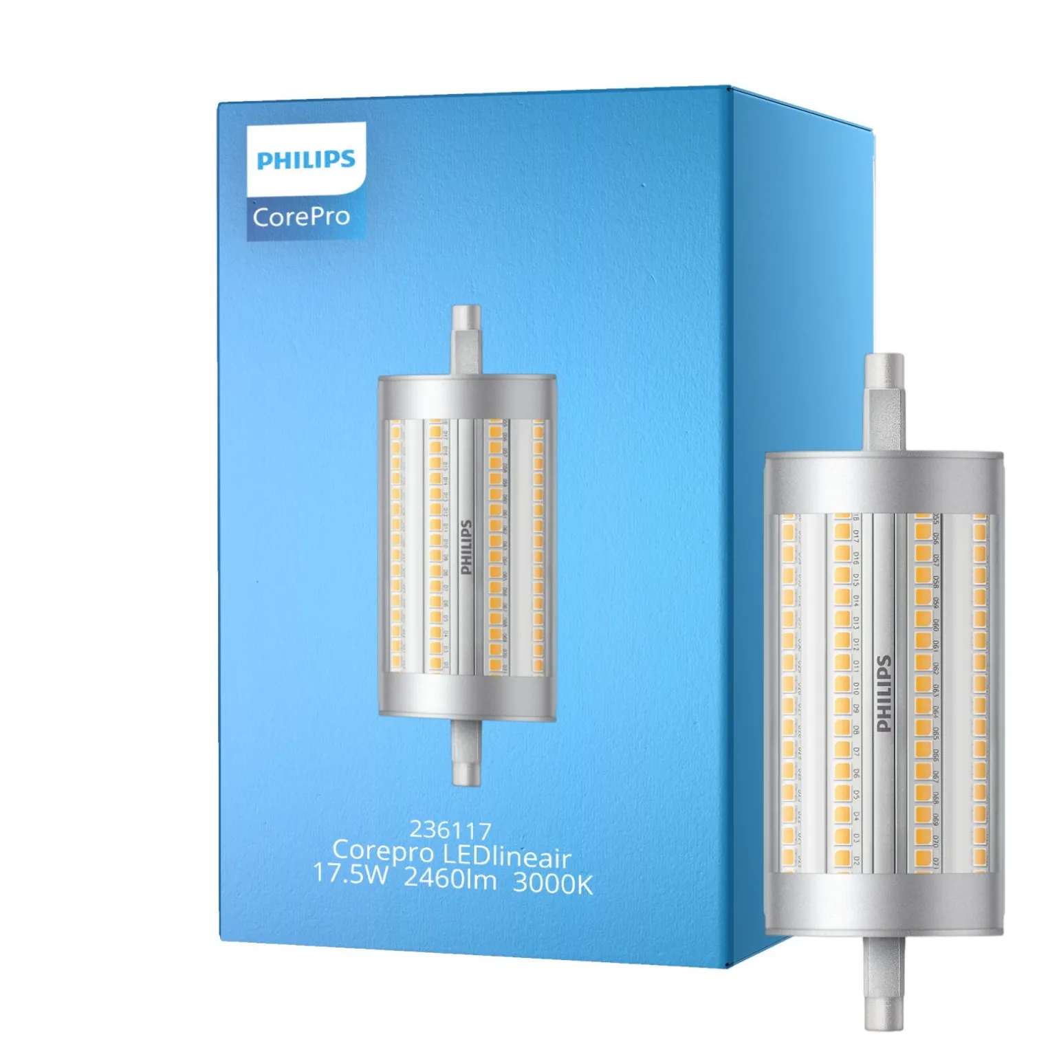 Philips Corepro LED Lineair R7s 118mm 17.5W 2460lm - 830 Varm Vit | Dimbar - Ersättare 150W