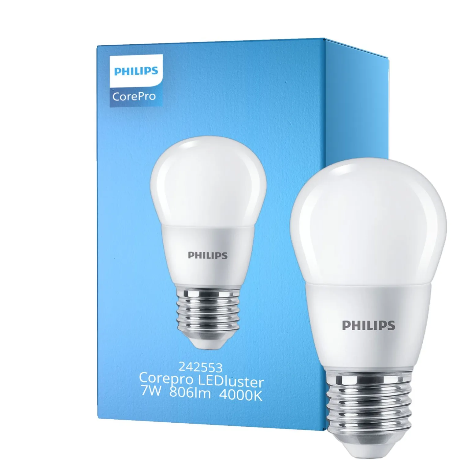 Philips Corepro LED Lustre E27 boll Matt 7W 806lm - 840 Kallvit | Ersättare 40W
